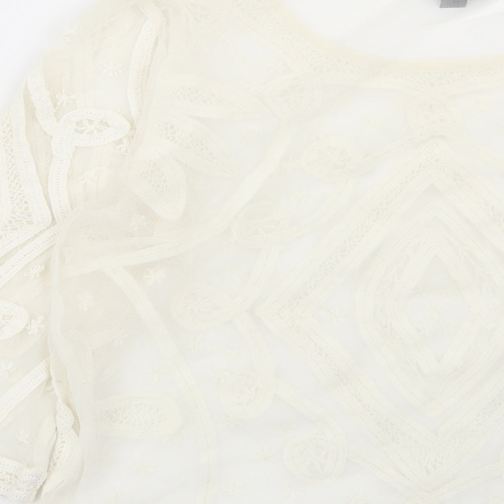 Topshop Womens Ivory Geometric  Basic T-Shirt Size 8