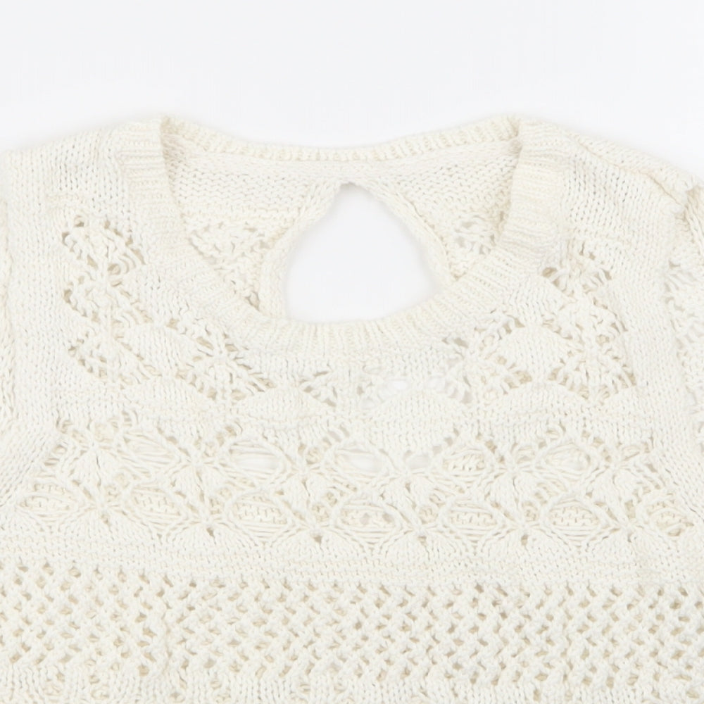 NEXT Womens White Geometric  Pullover Jumper Size 16