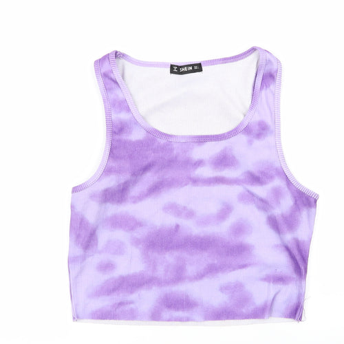 SheIn Womens Purple Geometric  Basic Tank Size L
