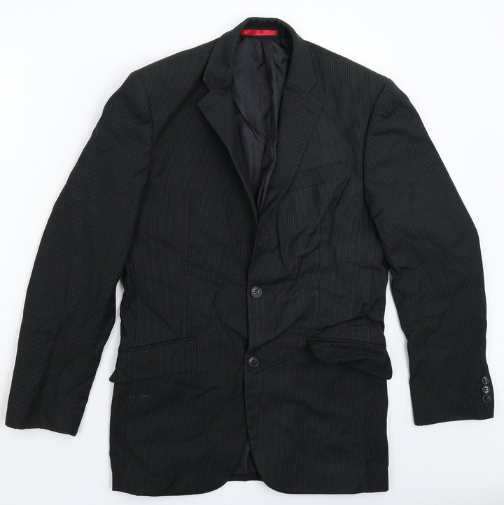 Burton Mens Black Striped  Jacket Suit Jacket Size 36