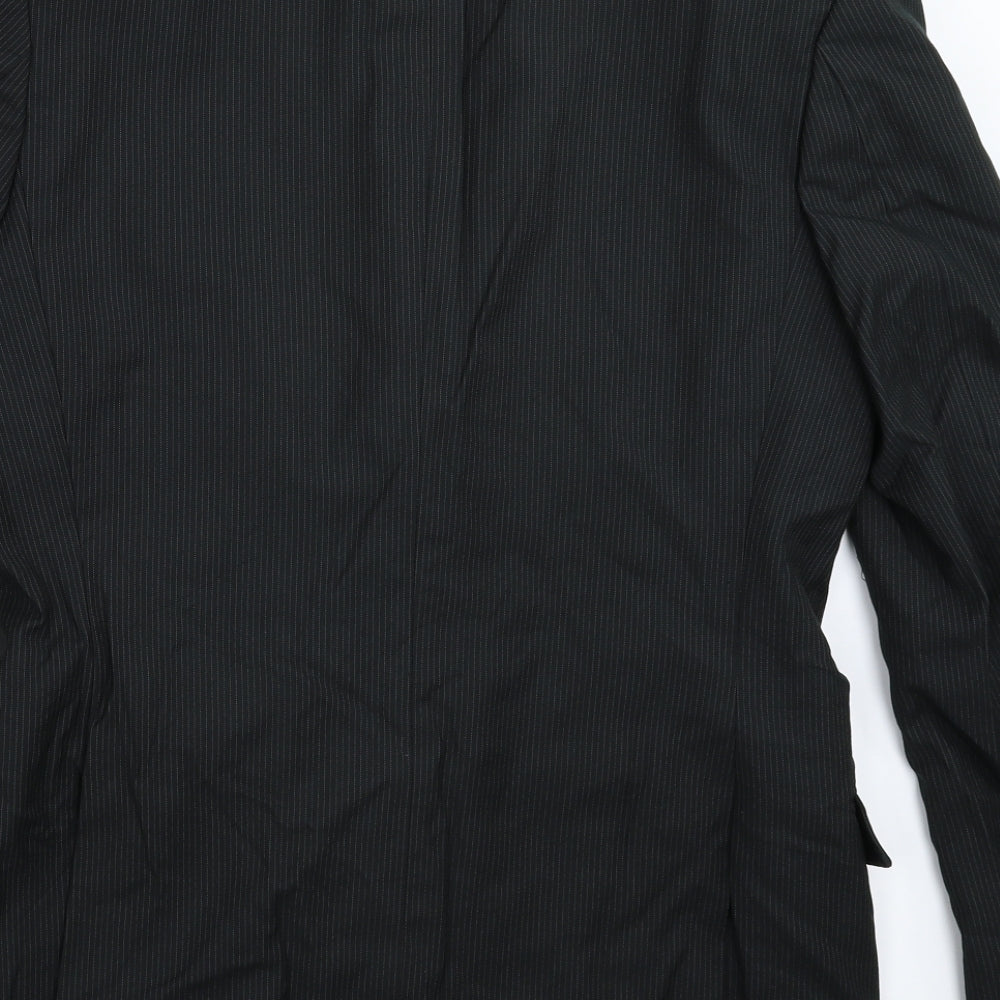 Burton Mens Black Striped  Jacket Suit Jacket Size 36
