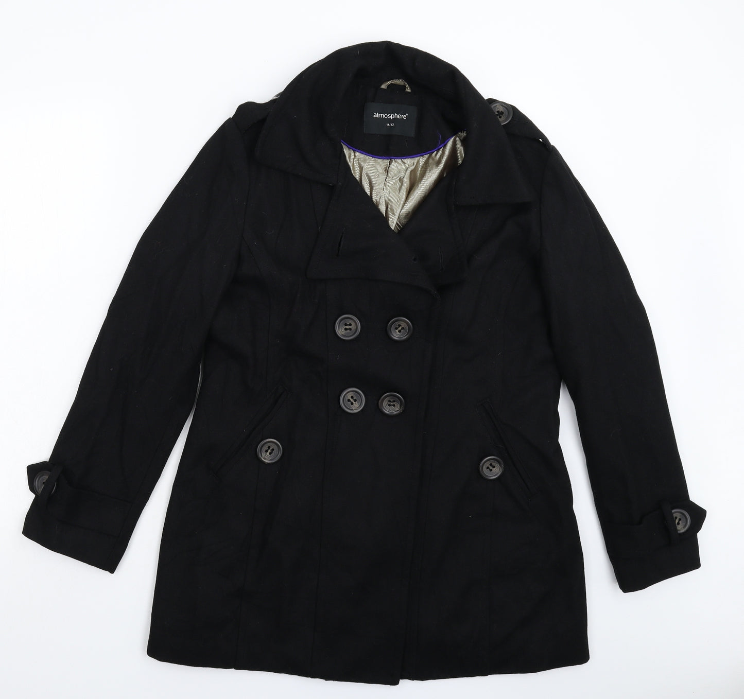 Atmosphere Womens Black   Pea Coat Coat Size 14