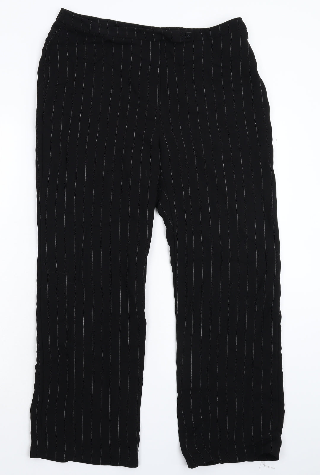 Preworn Womens Black Striped  Dress Pants Trousers Size 32 in L29 in