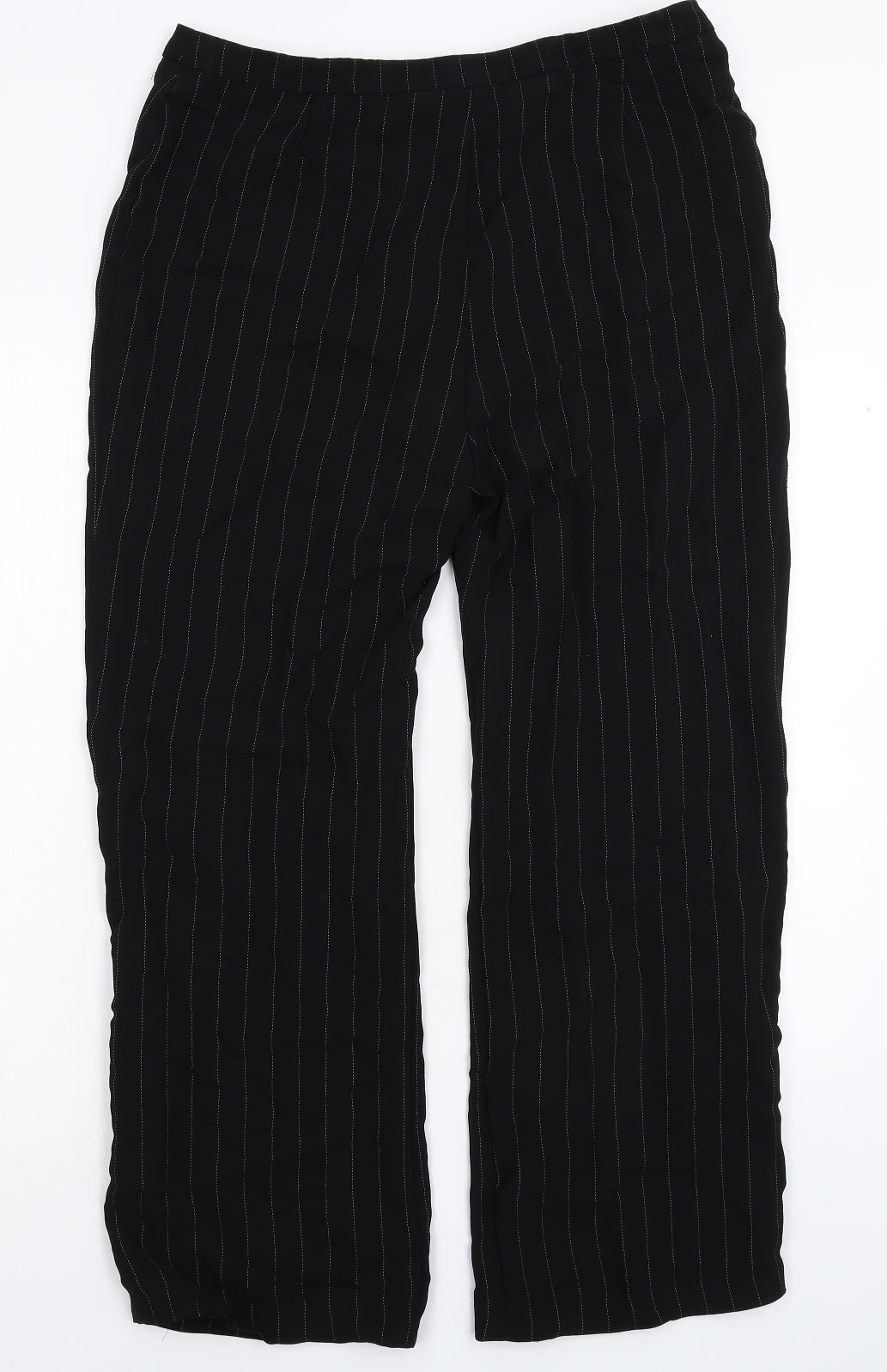 Preworn Womens Black Striped  Dress Pants Trousers Size 32 in L29 in