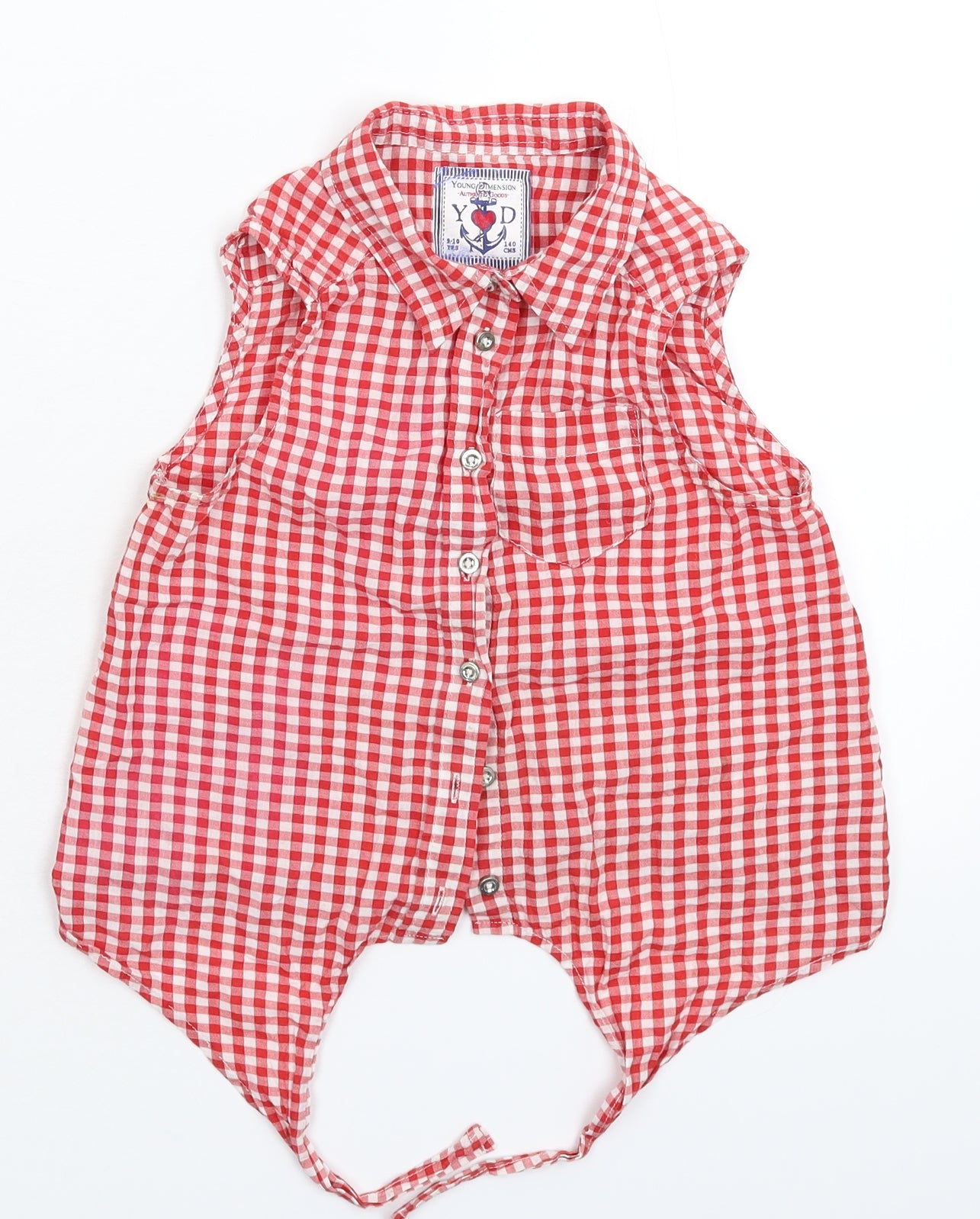 Young Dimension Girls Red Check  Basic Button-Up Size 9-10 Years