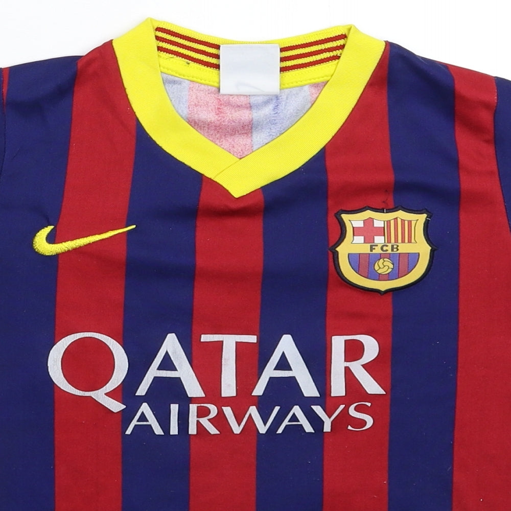 Nike Boys Multicoloured Striped  Jersey T-Shirt Size 6 Years  - Barcelona FC