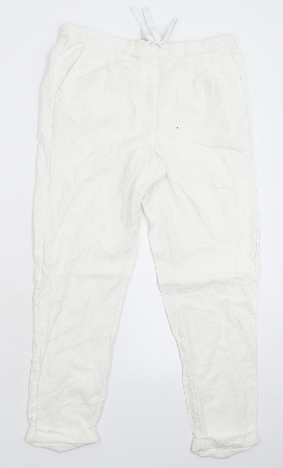Marks and Spencer Womens White   Cropped Trousers Size 12 L23 in