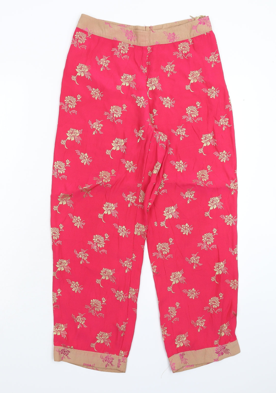 Preworn Womens Pink Floral  Cropped Trousers Size 26 in L24 in