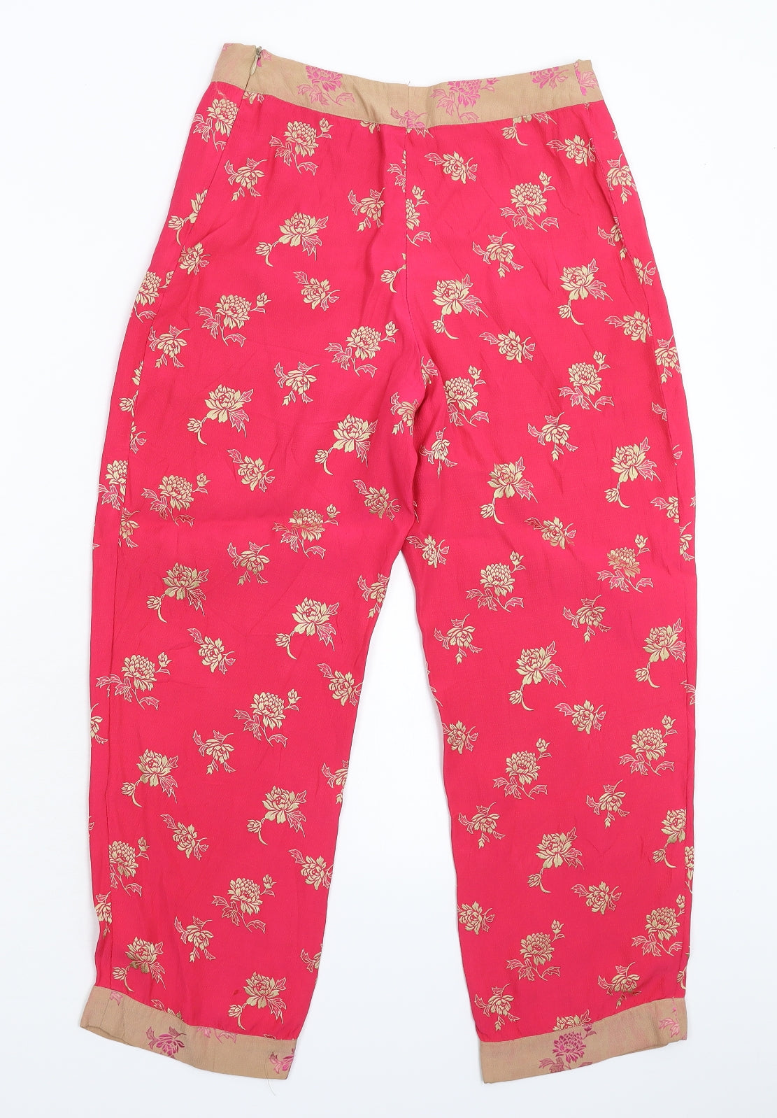 Preworn Womens Pink Floral  Cropped Trousers Size 26 in L24 in