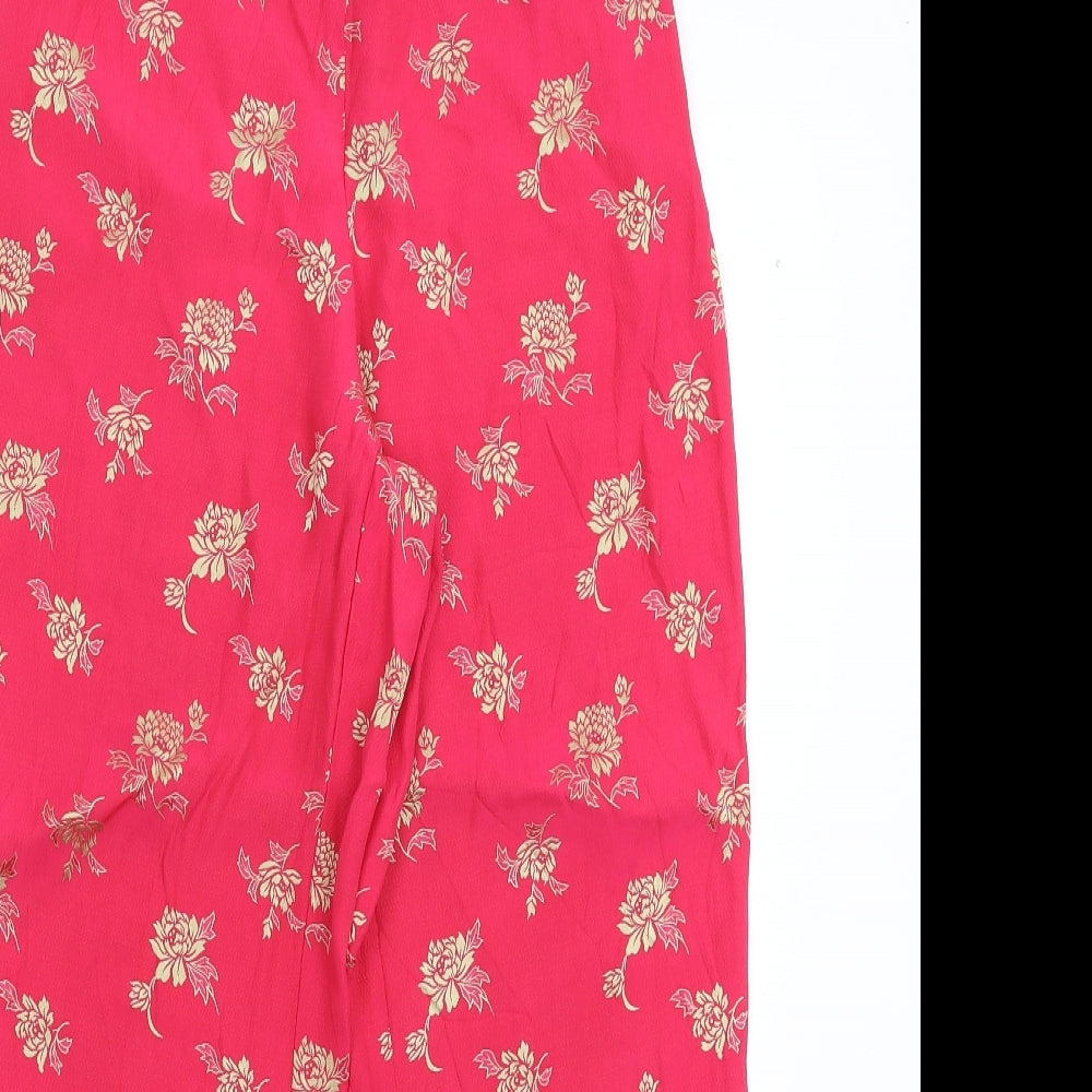 Preworn Womens Pink Floral  Cropped Trousers Size 26 in L24 in