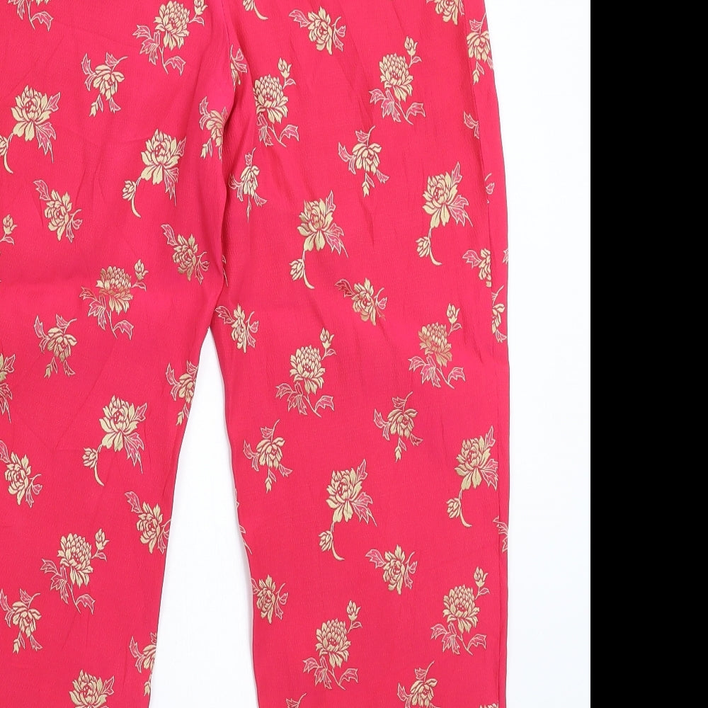 Preworn Womens Pink Floral  Cropped Trousers Size 26 in L24 in