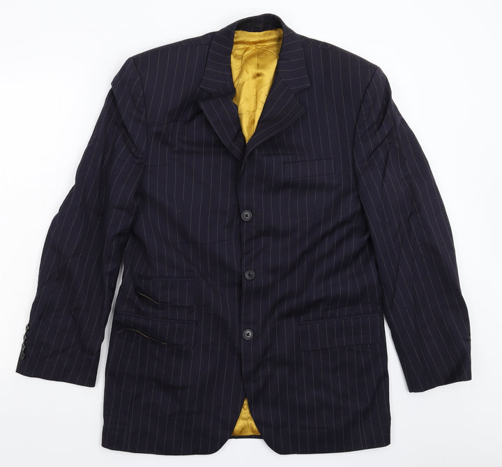 The Suit Room Mens Blue Striped Jacket Suit Jacket Size 38