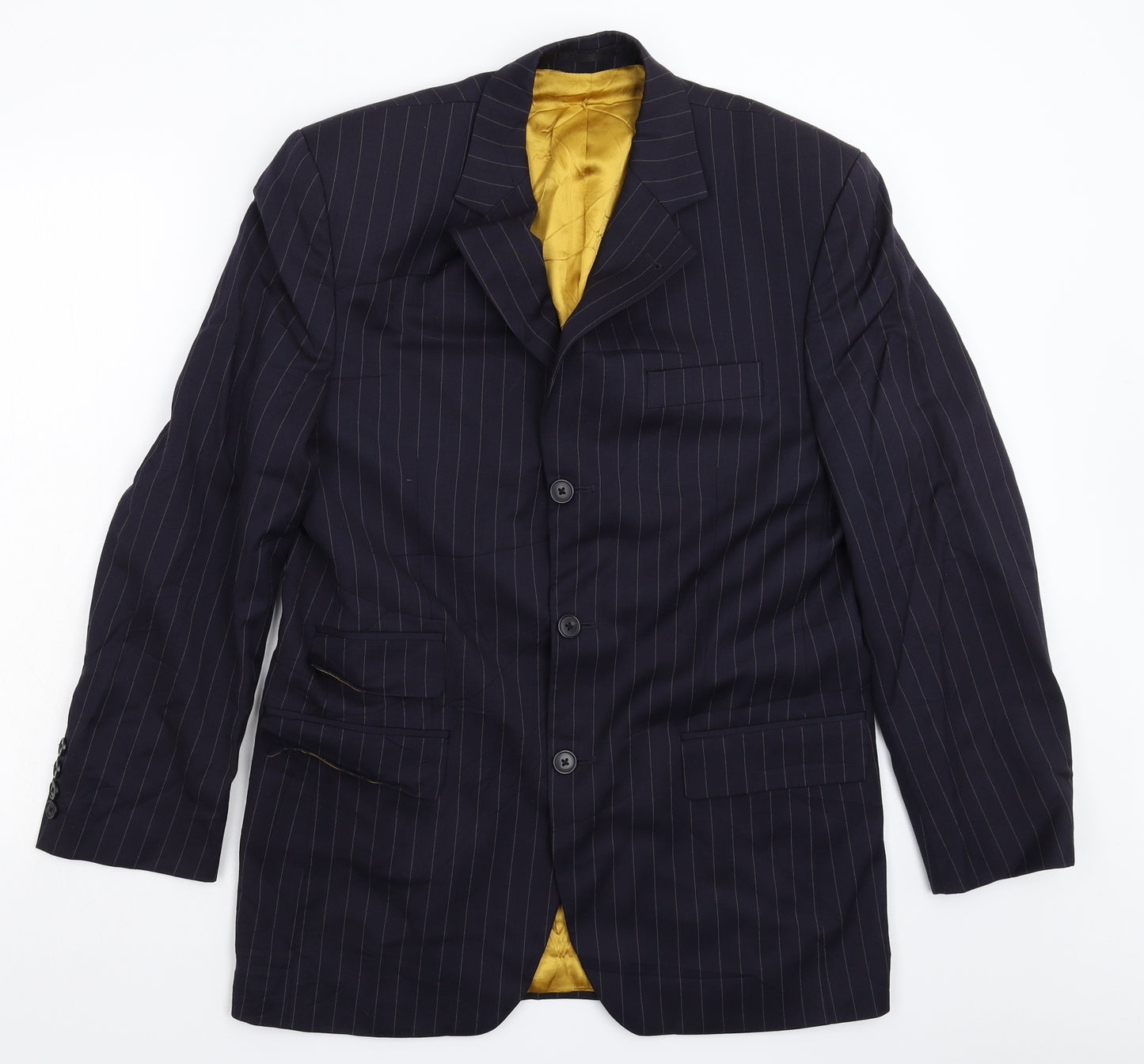 The Suit Room Mens Blue Striped  Jacket Suit Jacket Size 38