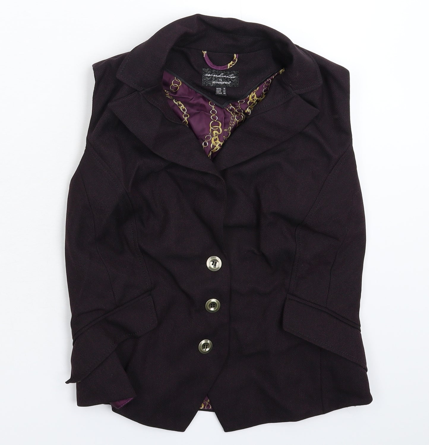 Atmosphere Womens Brown Herringbone  Jacket Waistcoat Size 14