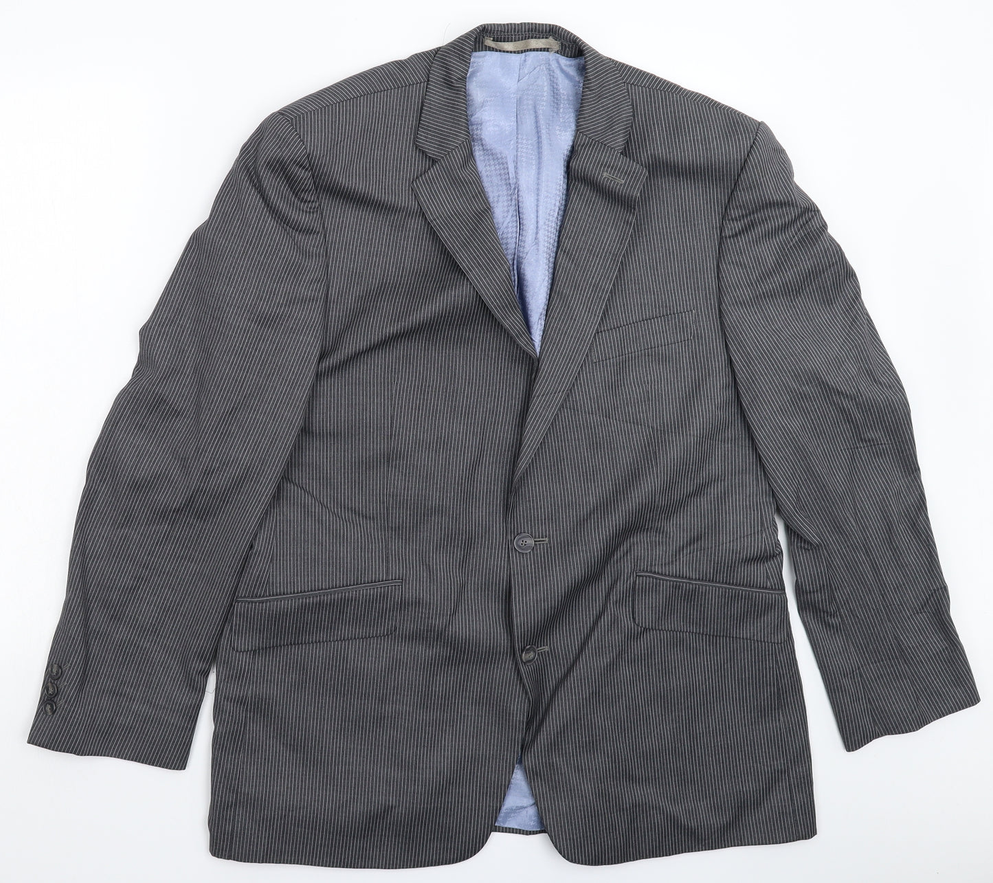 Jeff Banks Mens Grey Striped  Jacket Suit Jacket Size 44