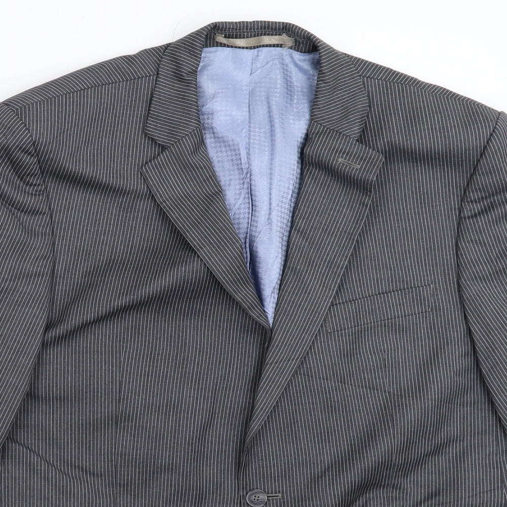 Jeff Banks Mens Grey Striped  Jacket Suit Jacket Size 44