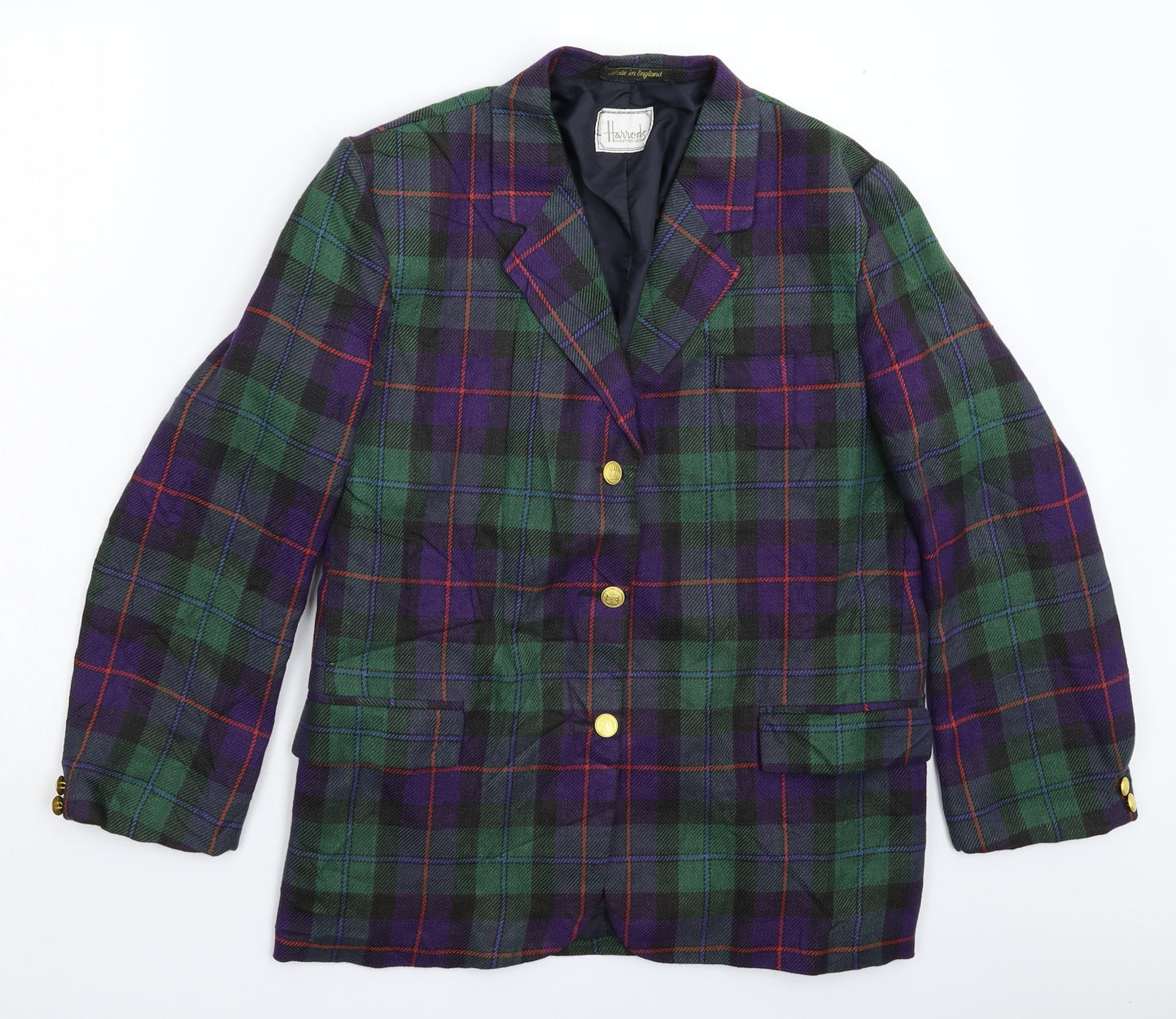 Harrods Womens Multicoloured Check  Jacket Blazer Size 14