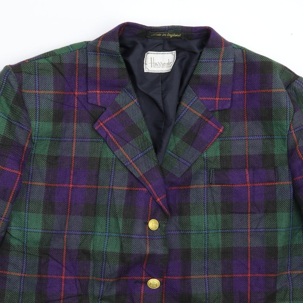 Harrods Womens Multicoloured Check  Jacket Blazer Size 14
