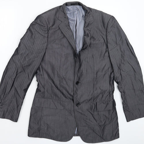 Primark Mens Grey Striped  Jacket Suit Jacket Size 36