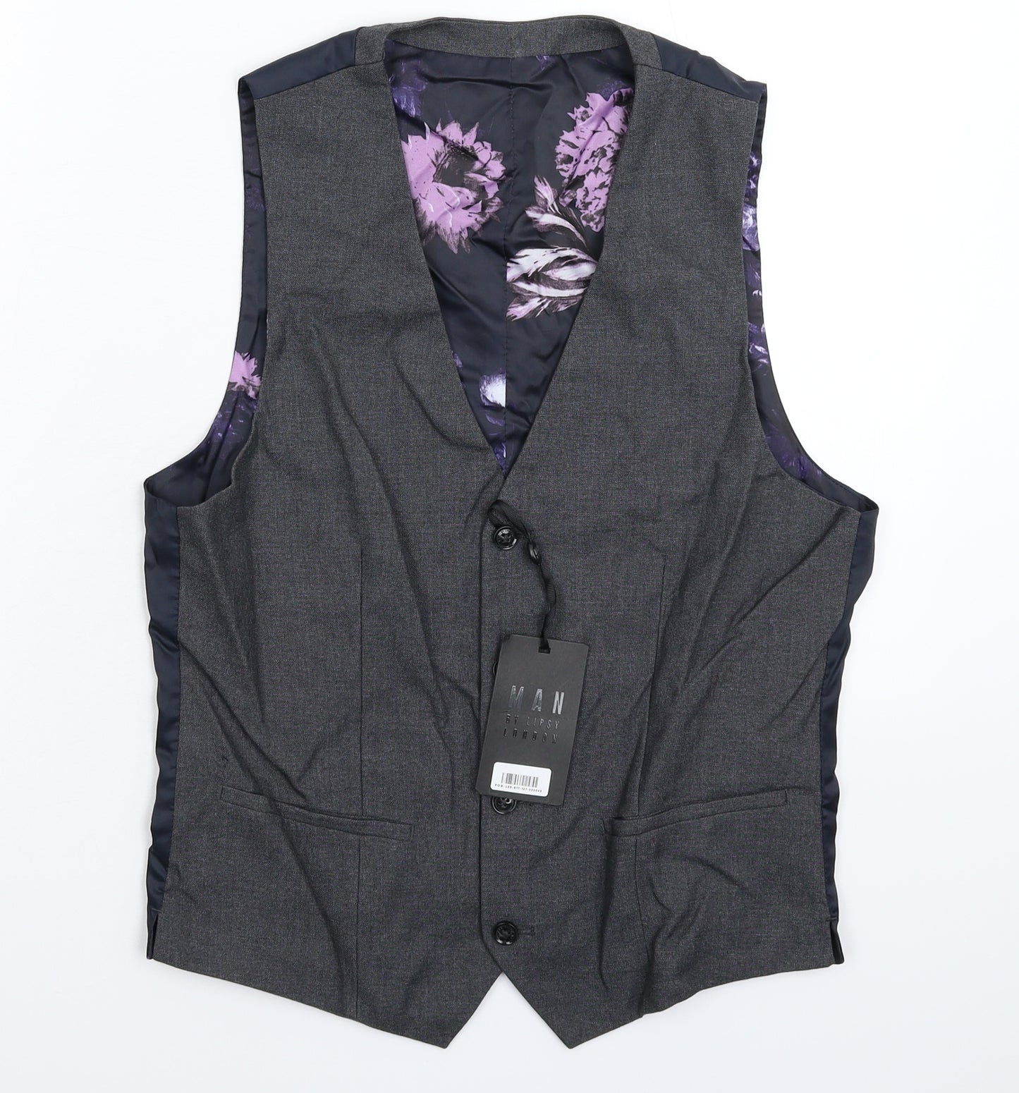Lipsy Mens Grey   Jacket Suit Waistcoat Size 36