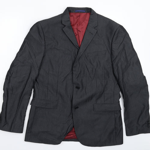 Marks and Spencer Mens Grey Striped  Jacket Suit Jacket Size 42
