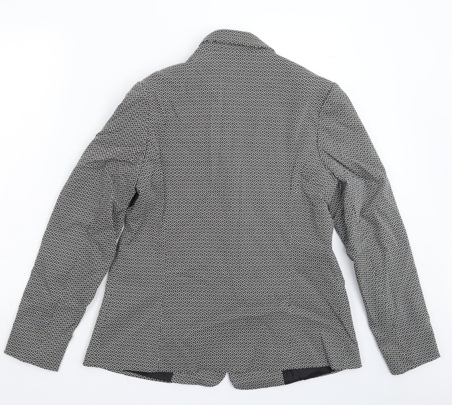 TU Womens Black Geometric  Jacket Blazer Size 14