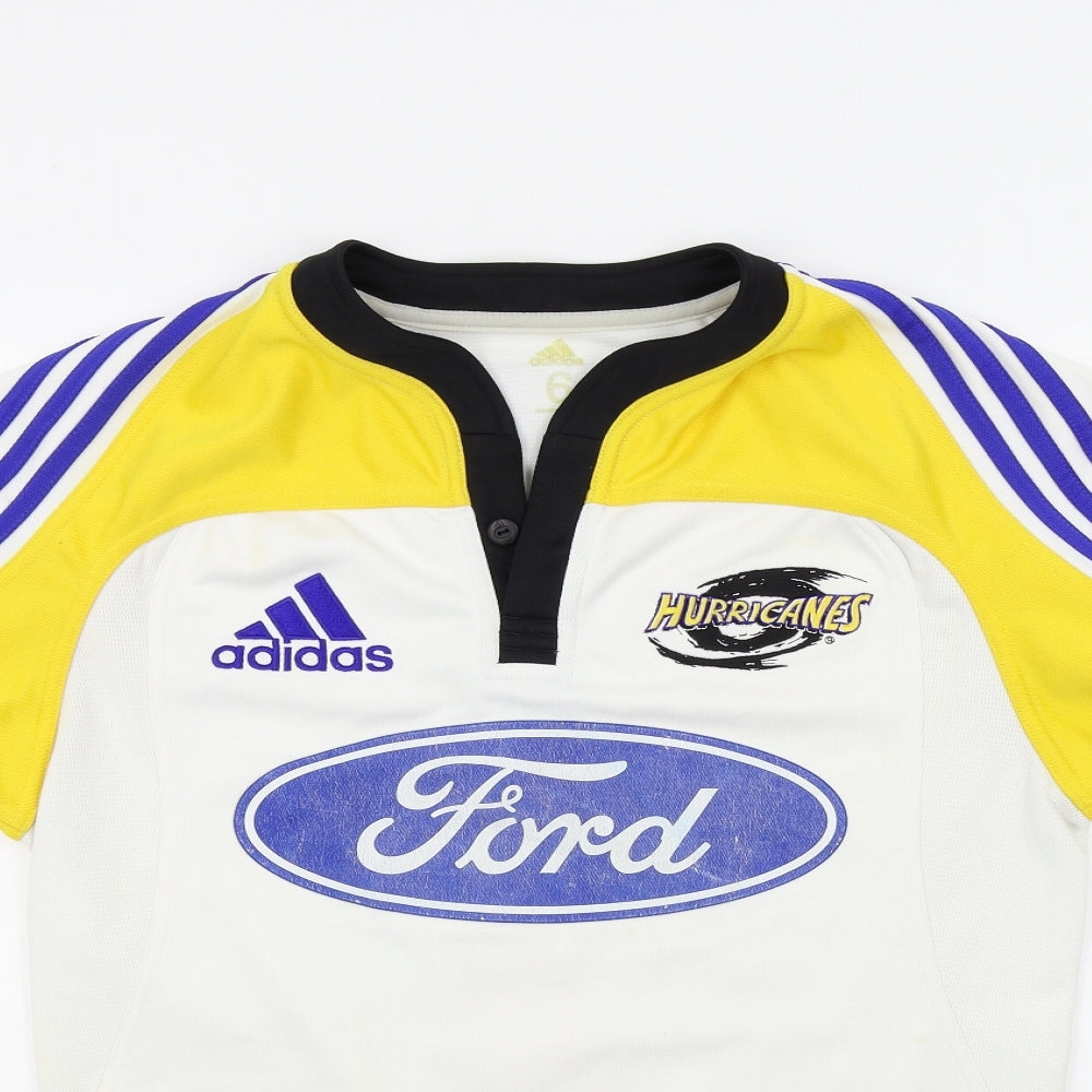 adidas Mens White Colourblock   T-Shirt Size M  - hurricanes