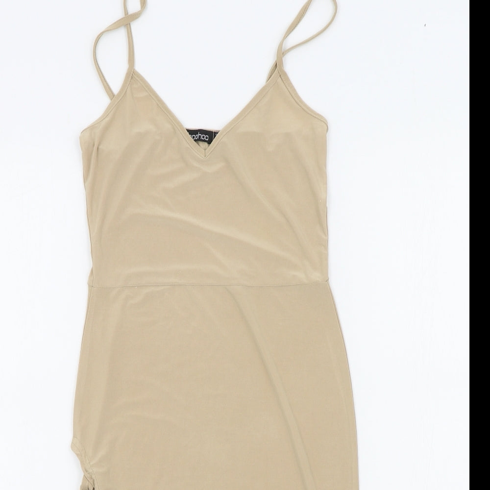 Boohoo Womens Beige Colourblock  A-Line  Size 6