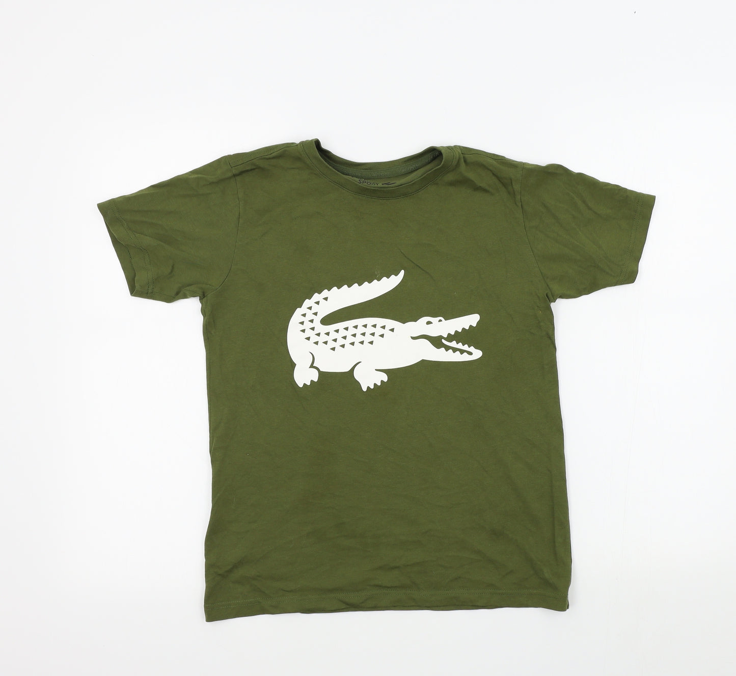 LACOSTE SPORT Boys Green Colourblock  Basic T-Shirt Size 14 Years