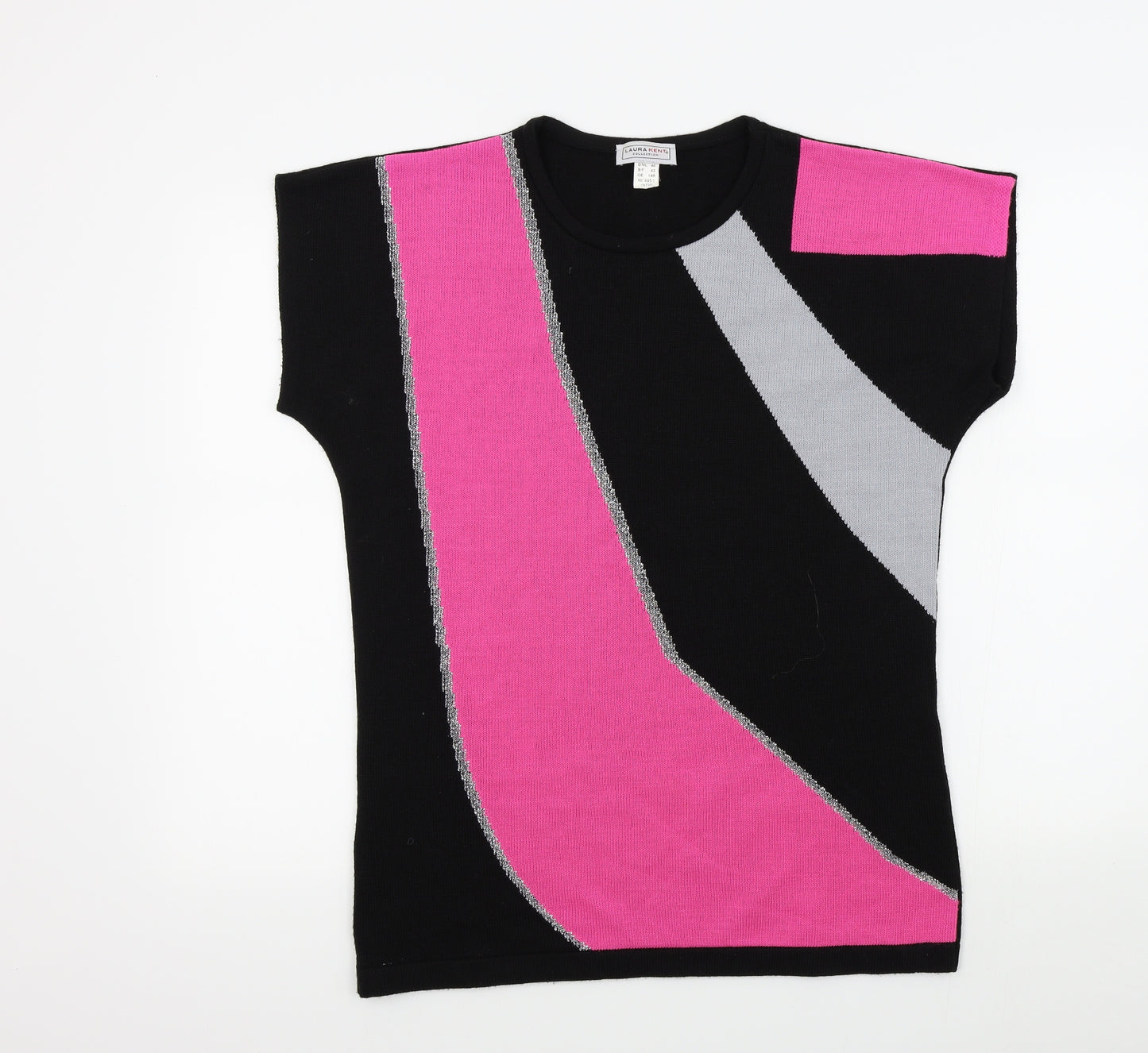 Laura Kent Womens Black Geometric  Pullover Jumper Size 14