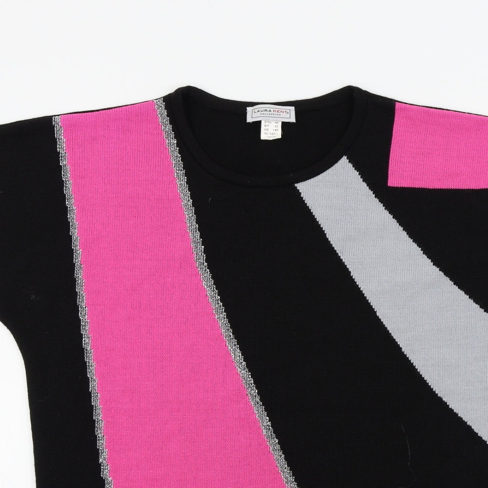 Laura Kent Womens Black Geometric  Pullover Jumper Size 14