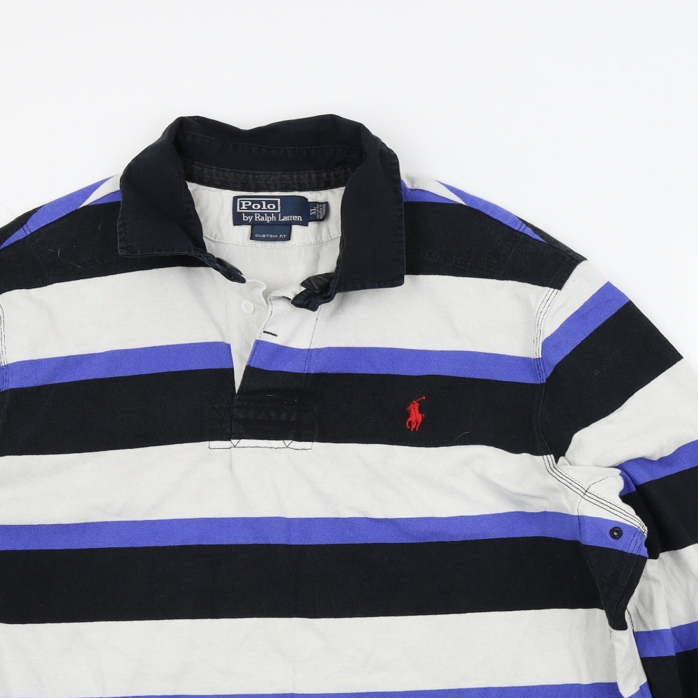 Polo Ralph Lauren Mens Black Striped   Polo Size XL