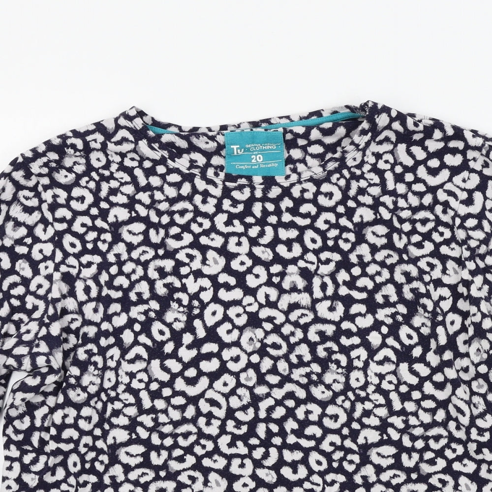 TU Womens Blue Geometric  Basic T-Shirt Size 20