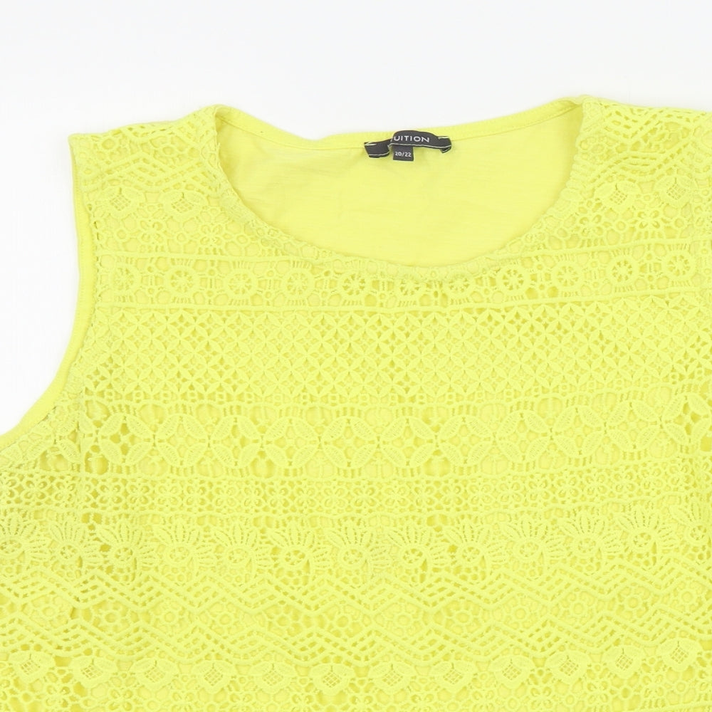 intuition Womens Yellow Colourblock  Basic T-Shirt Size 20