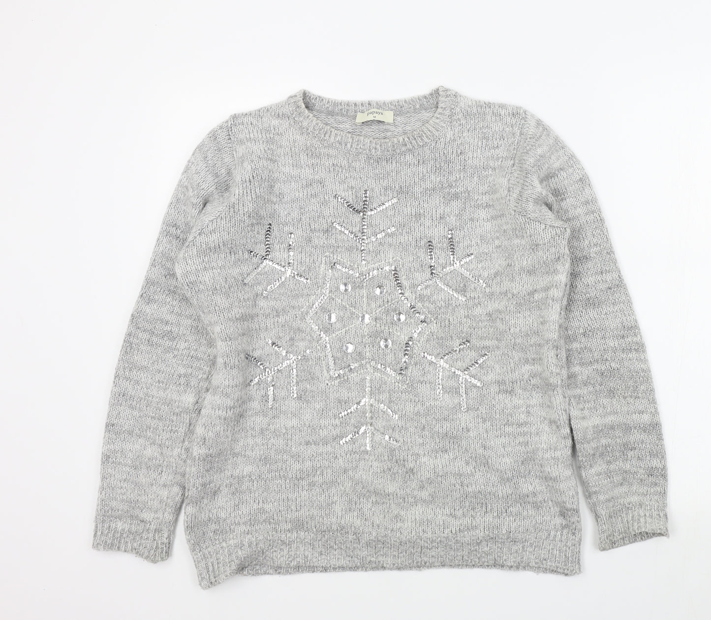 Papaya Womens Grey   Pullover Jumper Size M  - christmas jumper