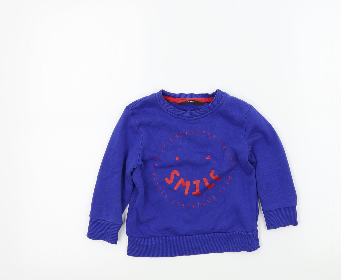 George Boys Blue Colourblock  Pullover Jumper Size 18-24 Months