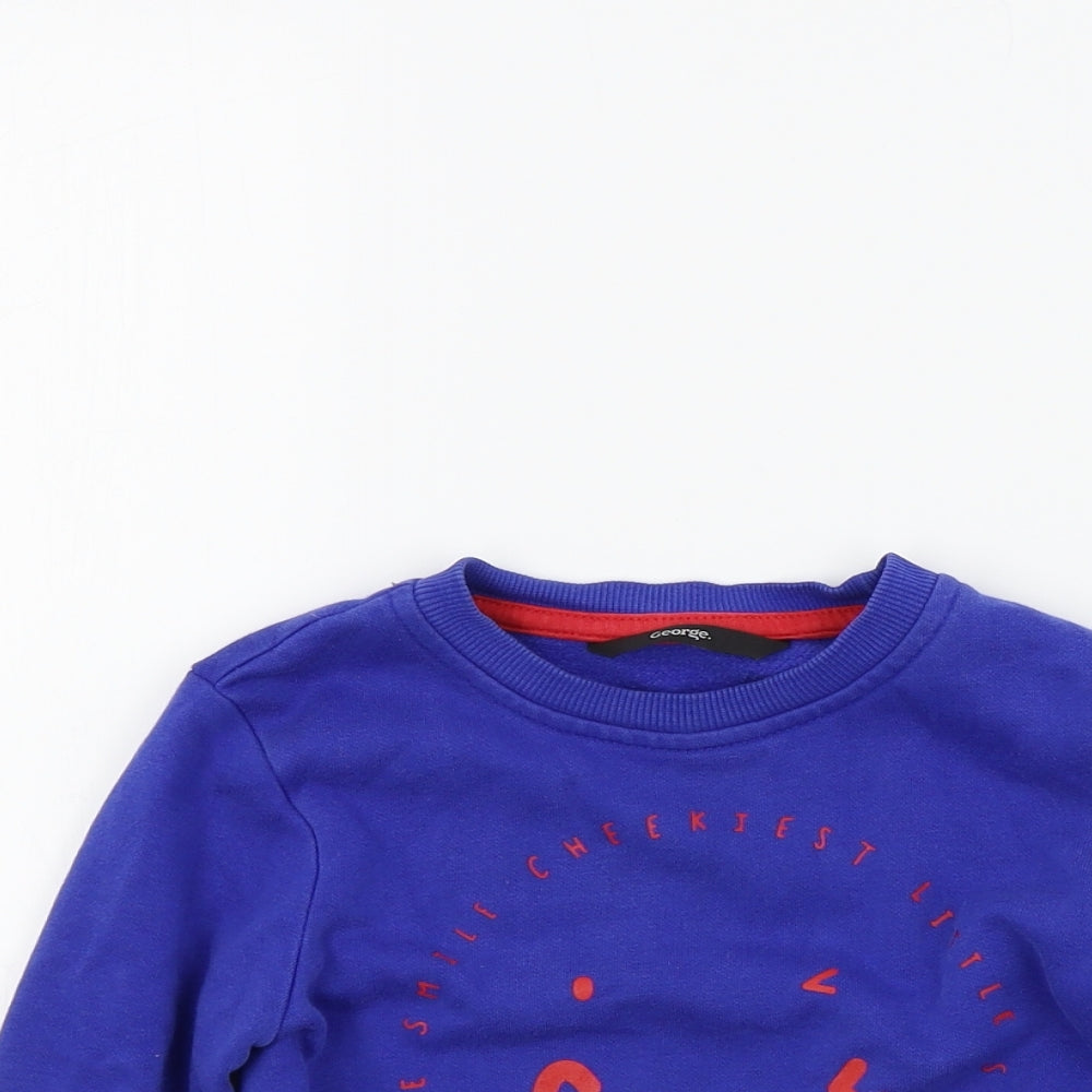 George Boys Blue Colourblock  Pullover Jumper Size 18-24 Months