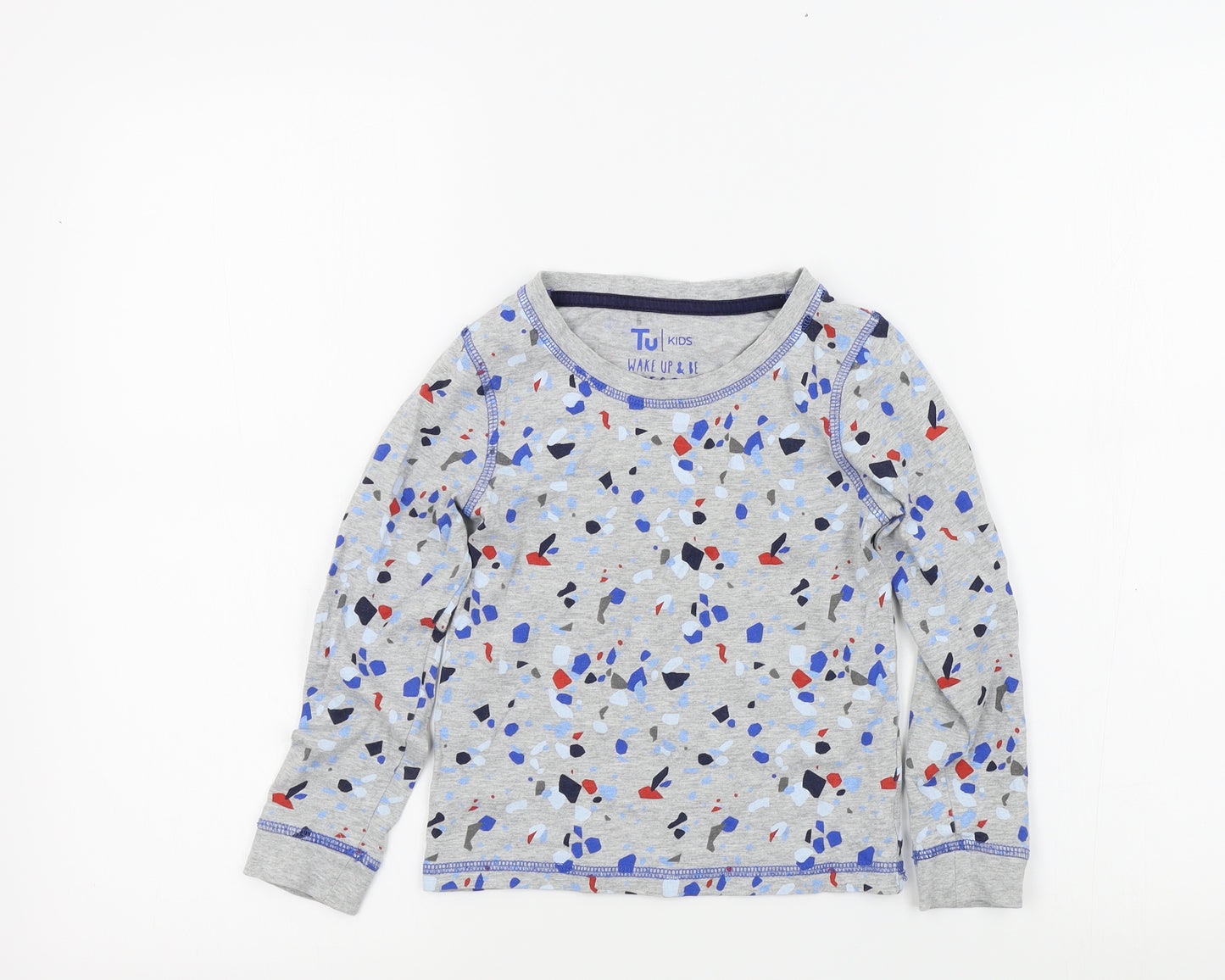 TU Boys Grey Colourblock   Pyjama Top Size 5-6 Years