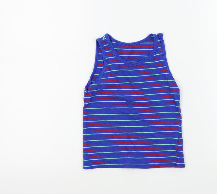 George Boys Blue Striped Basic T-Shirt Size 4-5 Years