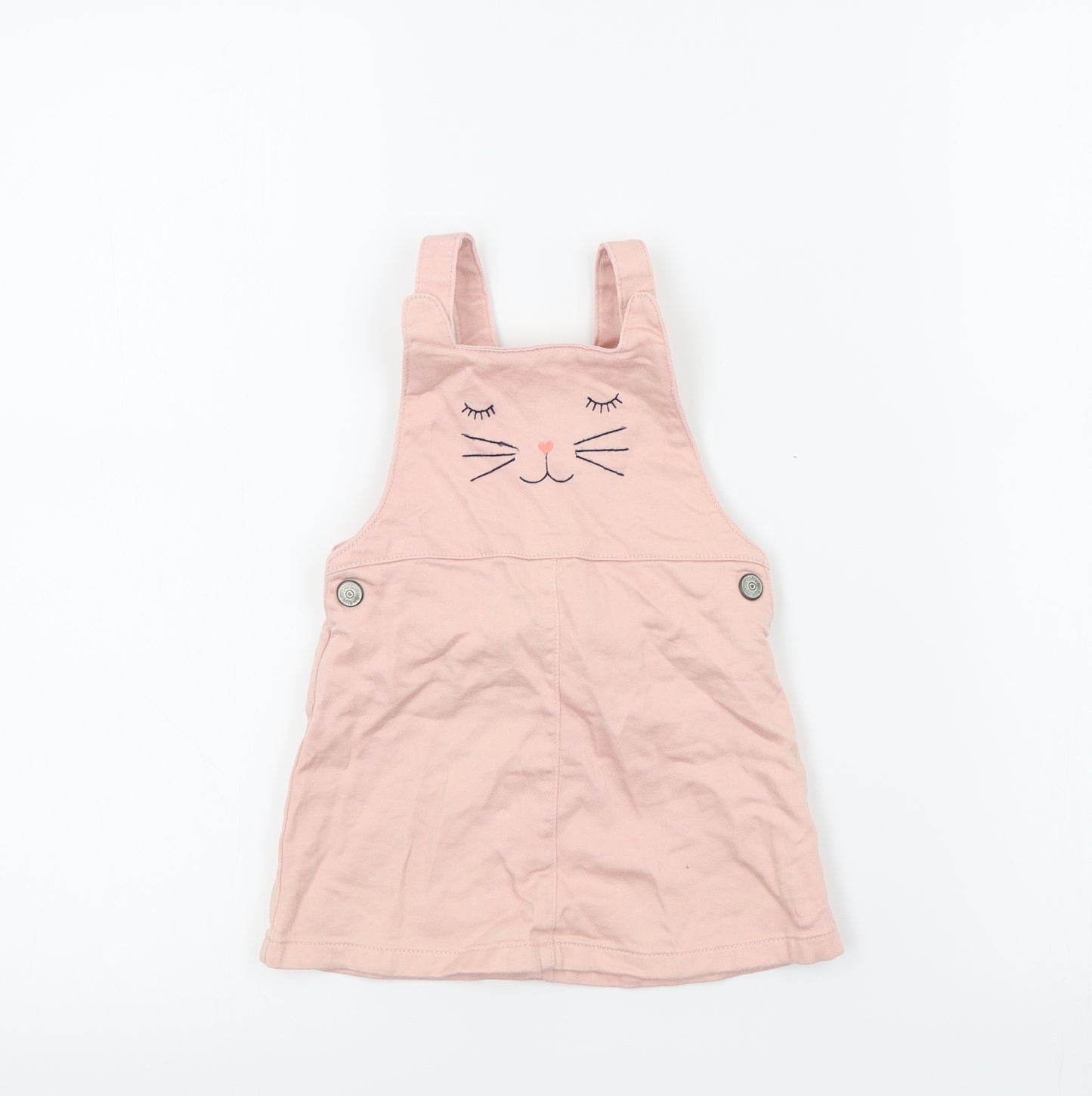 F&F Girls Pink Colourblock  Pinafore/Dungaree Dress  Size 6-9 Months