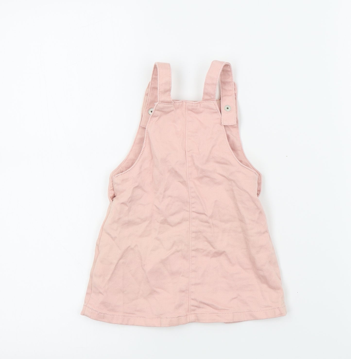 F&F Girls Pink Colourblock  Pinafore/Dungaree Dress  Size 6-9 Months