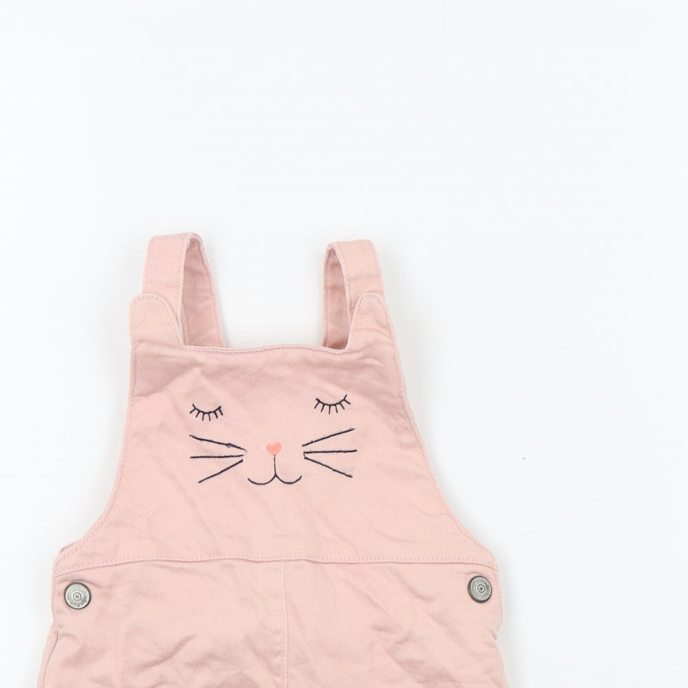 F&F Girls Pink Colourblock  Pinafore/Dungaree Dress  Size 6-9 Months