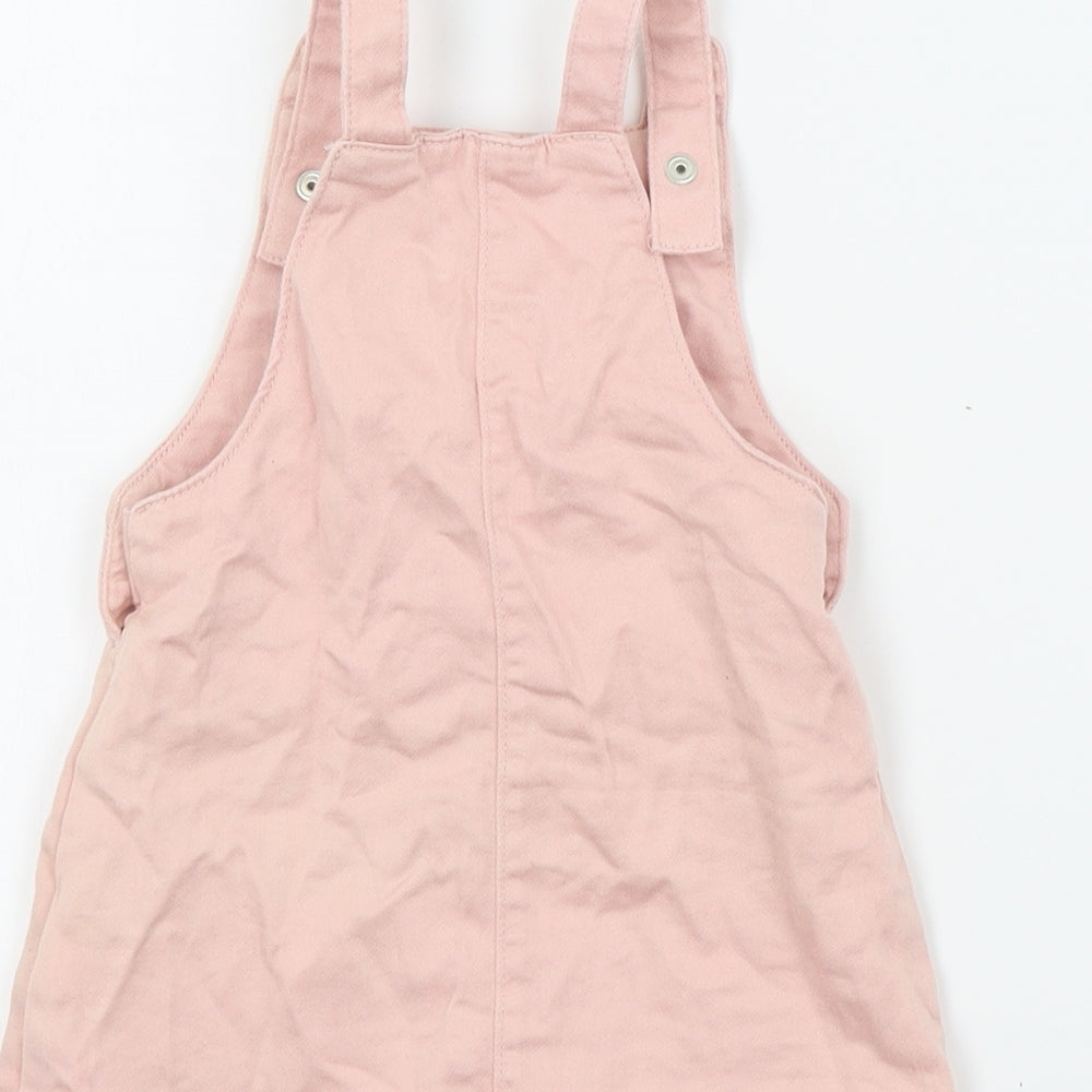 F&F Girls Pink Colourblock  Pinafore/Dungaree Dress  Size 6-9 Months