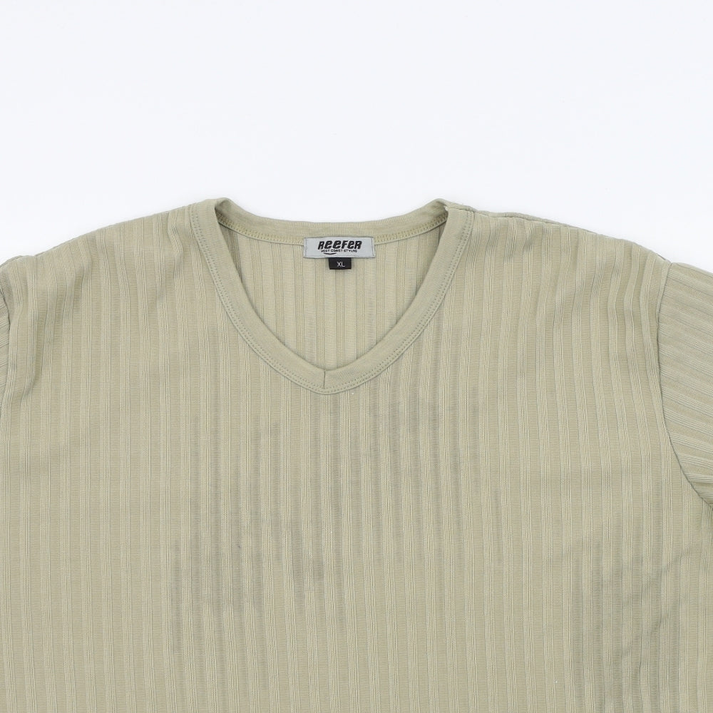 REEFER Mens Beige Houndstooth   T-Shirt Size XL