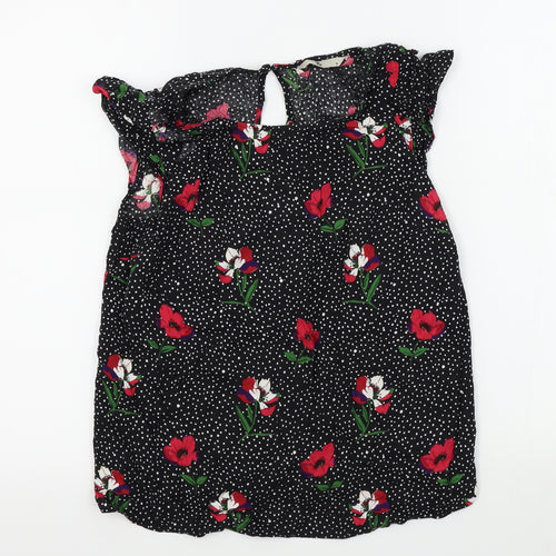 TU Womens Black Floral  Basic Blouse Size 8
