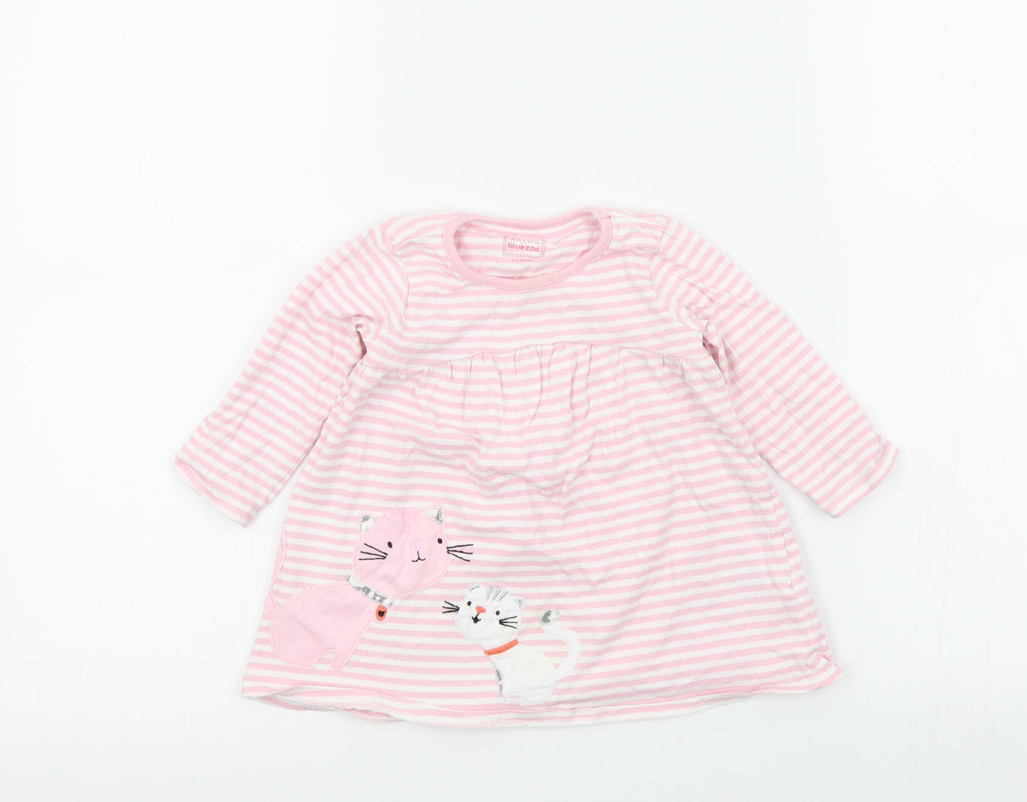 Blue Zoo Girls Pink Striped  Basic T-Shirt Size 6-9 Months