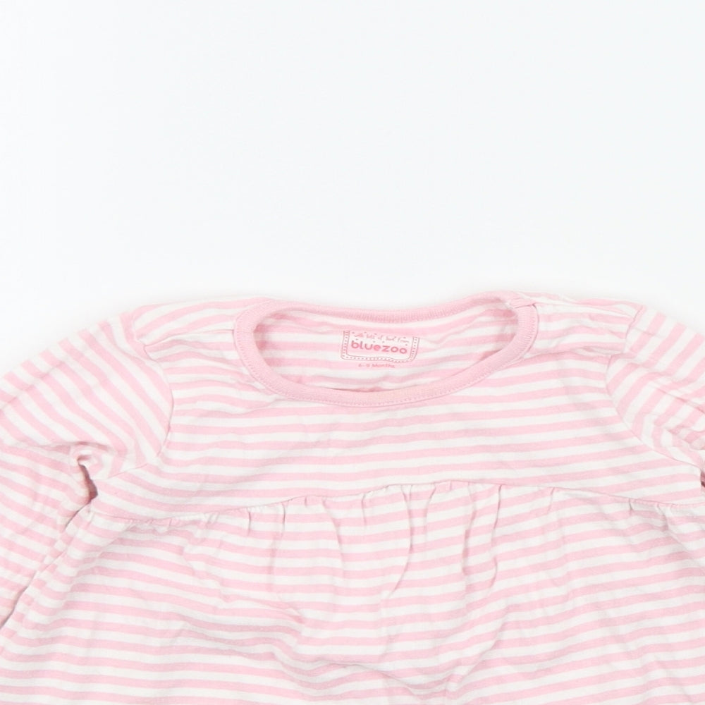 Blue Zoo Girls Pink Striped  Basic T-Shirt Size 6-9 Months