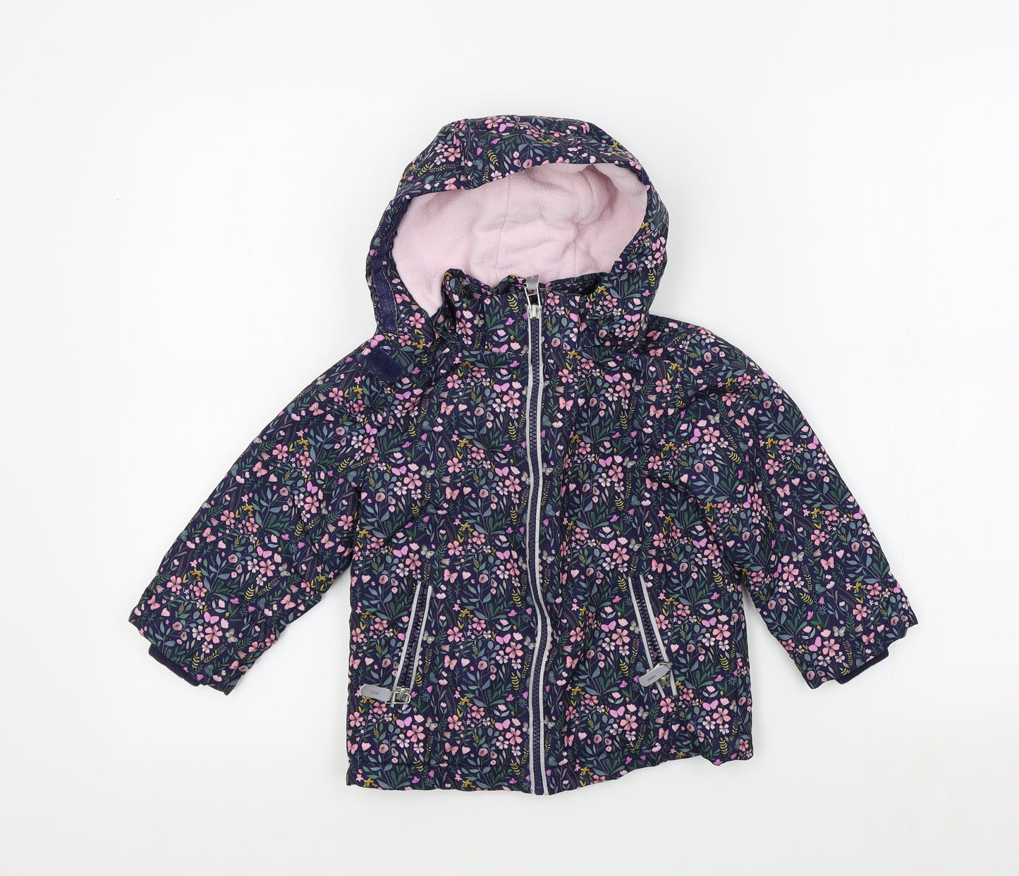 Primark Girls Blue Geometric  Basic Coat Jacket Size 2-3 Years
