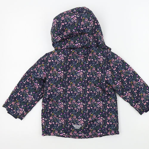 Primark Girls Blue Geometric  Basic Coat Jacket Size 2-3 Years