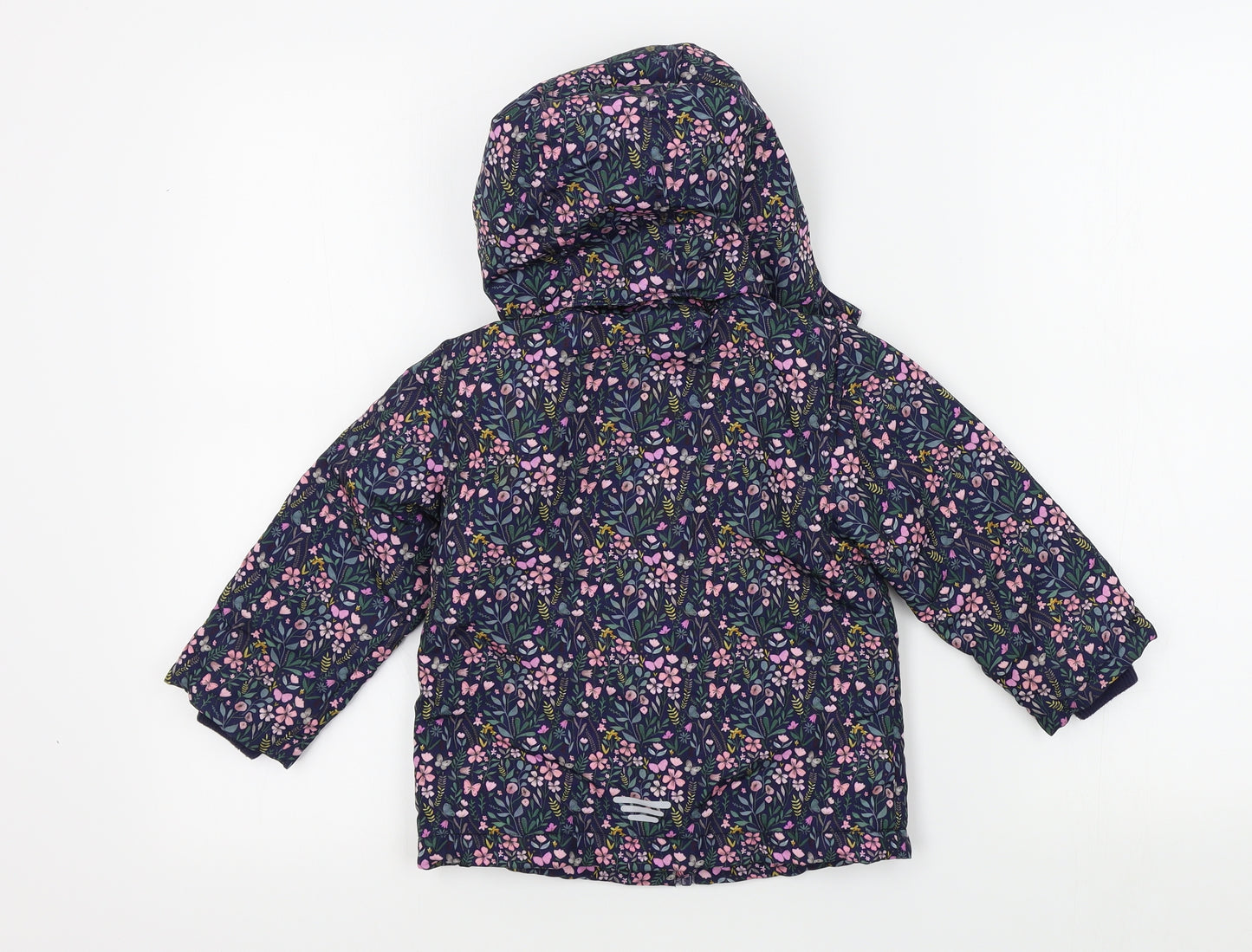 Primark Girls Blue Geometric  Basic Coat Jacket Size 2-3 Years
